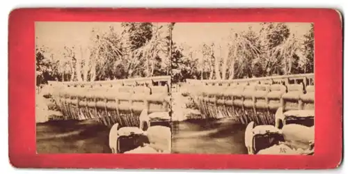 Stereo-Fotografie unbekannter Fotograf, Ansicht Singer Island / FL, zugefrorene Brücke zur Singer Insel