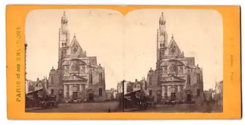 Stereo-Fotografie B. K., Paris, Ansicht Paris, vue de Église Saint-Étienne-du-Mont