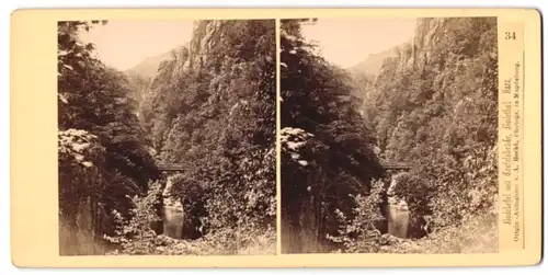 Stereo-Fotografie A. Hecht, Magdeburg, Ansicht Thale, Bodekessel mit Teufelsbrück im Bodethal