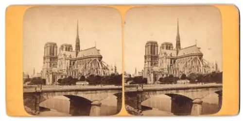 Stereo-Fotografie unbekannter Fotograf, Ansicht Paris, Rückansicht von Notre Dame