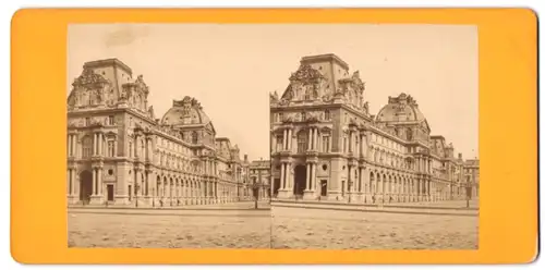 Stereo-Fotografie unbekannter Fotograf, Ansicht Paris, Partie am Louvre