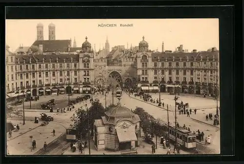 AK München, Rondell mit Strassenbahn