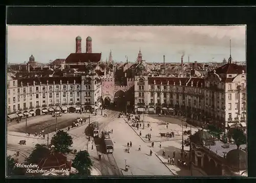 AK München, Karlstor-Rondell aus der Vogelschau