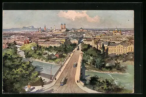 Künstler-AK München, Blick vom Maximilianeum