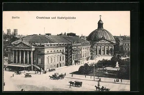 AK Berlin, Opernhaus und Hedwigskirche aus der Vogelschau