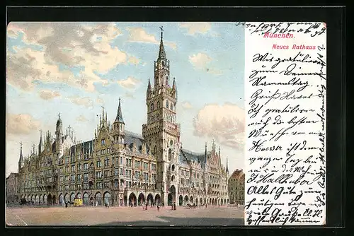 Künstler-AK München, Neues Rathaus