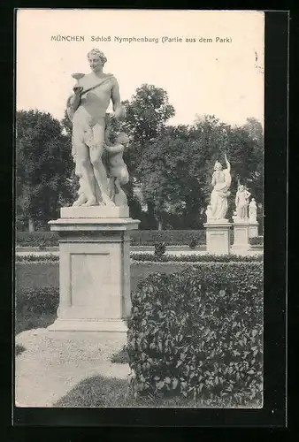 AK München, Schloss Nymphenburg, Partie aus dem Park