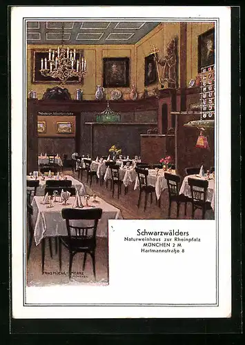 AK München, Schwarzwälders Naturweinhaus zur Rheinpfalz, Hartmannstrasse 8, Innenansicht