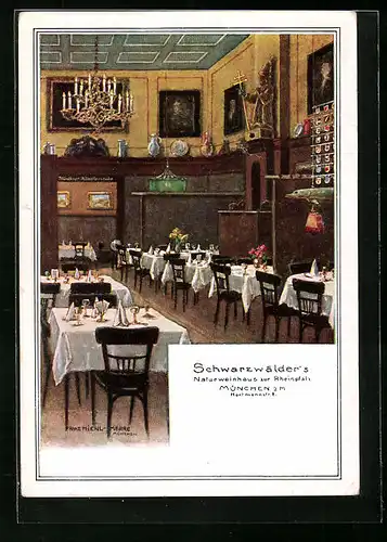 AK München, Schwarzwälders Naturweinhaus zur Rheinpfalz, Hartmannstrasse 8, Innenansicht