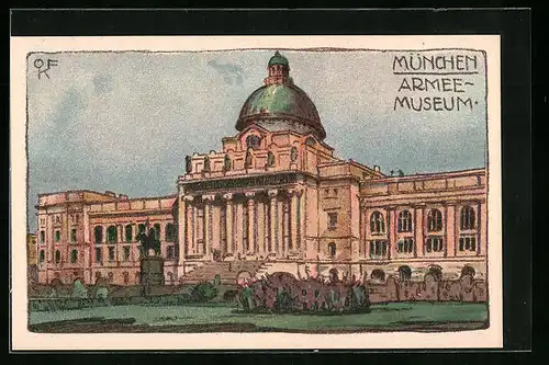 Steindruck-AK München, Armee-Museum