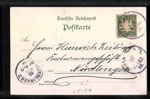 Lithographie München, Münchner Kindl und Blick vom Maximilianeum