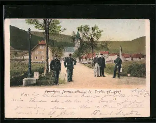 AK Saales /Vosges, Frontière franco-allemande