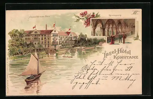 Lithographie Konstanz, Insel-Hotel, Kreuzgang