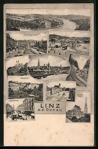 AK Linz /Donau, Frant-Josef-Platz, Freinberg, Landstrasse, Mariendom