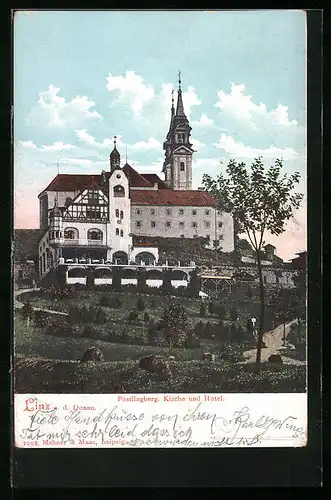 AK Linz /Donau, Pöstlingsberg, Kirche und Hotel