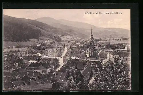 AK Bruck /Mur, Blick auf den Ort vom Schlossberg