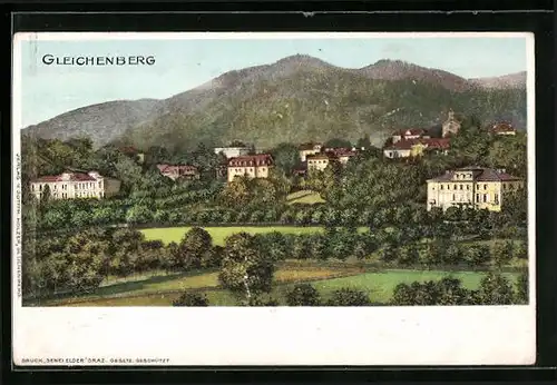 AK Gleichenberg, Alleen vor dem Ort mit Bergkulisse