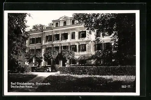 AK Bad Gleichenberg, Deutsches Haus hinter einer Hecke