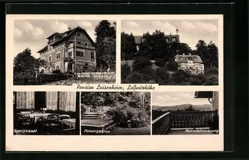 AK Lassnitzhöhe, Pension Luisenheim, Felsengarten, Speisesaal