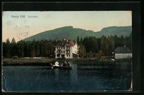 AK Maria Zell, Bootsausflug auf dem schimmerndem Erlaufsee