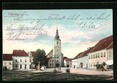 AK Fehring, Hauptplatz mit Kirche