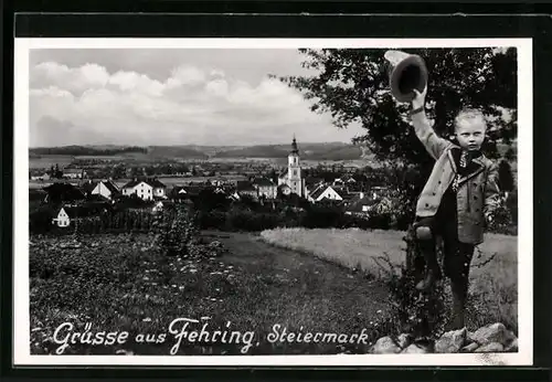 AK Fehring, Ortsansicht mit Steirabuam