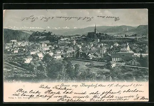 AK Burgdorf, Ortsansicht aus der Vogelschau