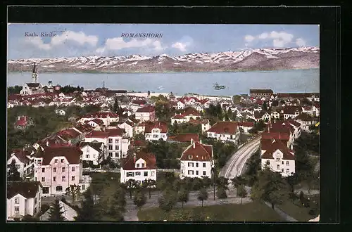 AK Romanshorn, Ortsansicht vor Alpenpanorama