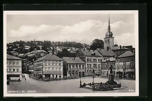 AK Sebnitz /Sa., Häuser am Marktplatz