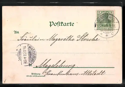 Lithographie Wernigerode, Ansicht vom Schloss