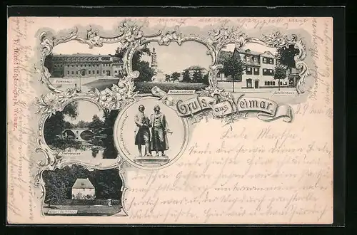 AK Weimar, Goethes Gartenhaus, Residenzschloss