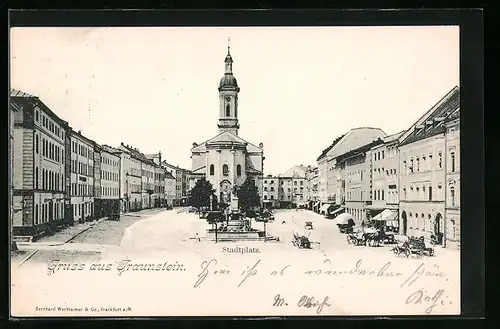 AK Traunstein, Stadtplatz mit Kirche