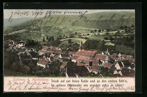 AK Schönau /Heidelberg, Ort mit Kirche aus der Vogelschau