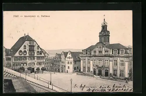AK Hall, Marktplatz mit Rathaus