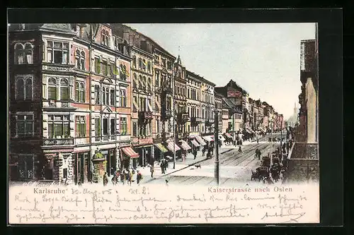 AK Karlsruhe, Kaiserstrasse nach Osten