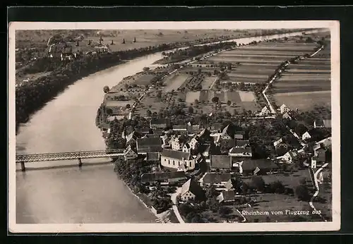 AK Rheinheim vom Flugzeug aus