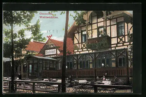 AK Chemnitz, Gasthaus mit Biergarten Zur Waldschänke