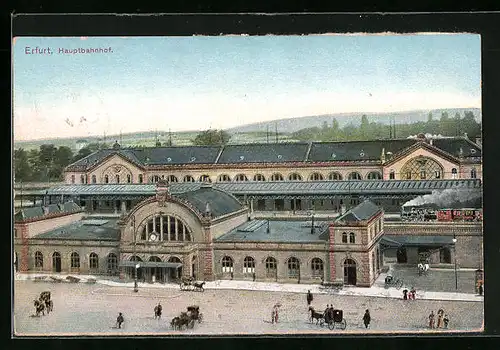 AK Erfurt, Hauptbahnhof aus der Vogelschau