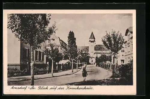 AK Arnsdorf, Strassenpartie mit Krankenhaus