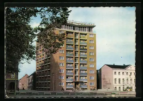 AK Rostock, Hochhaus mit Schriftzug Neues Neutschland