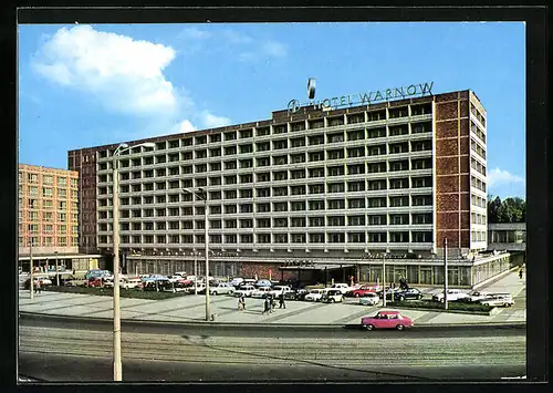 AK Rostock, Interhotel Warnow aus der Vogelschau