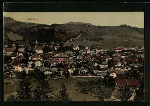 AK Langnau, Ortsansicht mit Blick zur Kirche