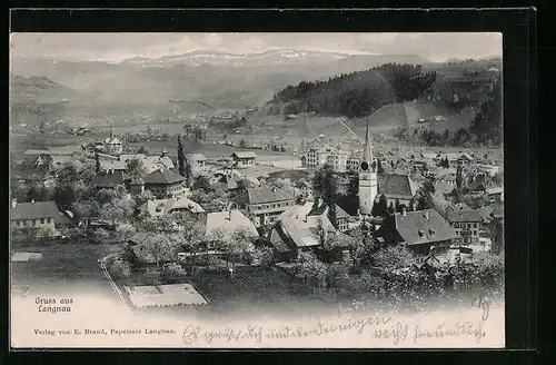 AK Langnau, Ortsansicht aus der Vogelschau