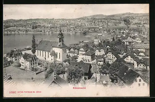 AK Küssnacht, Ortsansicht mit Kirche