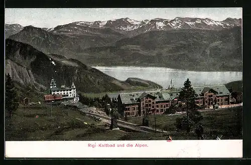AK Rigi-Kaltbad, Totalansicht mit Alpen