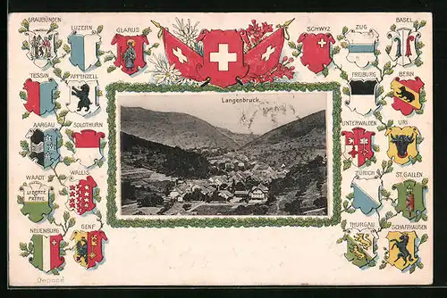 AK Langenbruck, Panorama, Wappen der Kantone