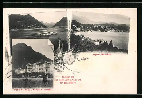 AK Lugano-Paradiso, Pension Villa Carmen & Riviera, Panorama