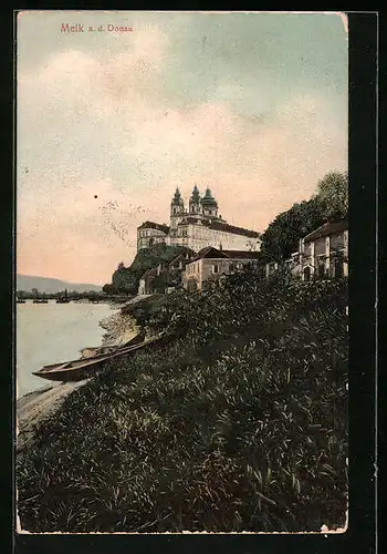 AK Melk a. d. Donau, Schloss mit Bootsanlegestelle