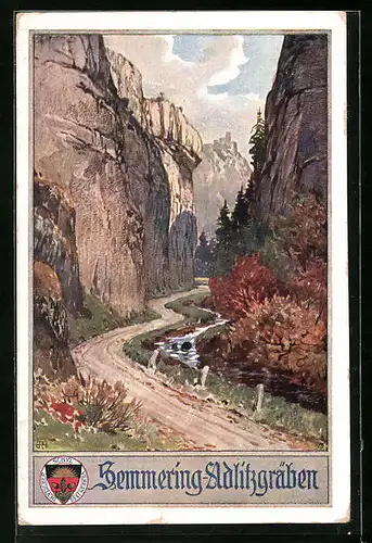 AK Deutscher Schulverein Nr. 451: Semmering, Ansicht des Adlitzgrabens