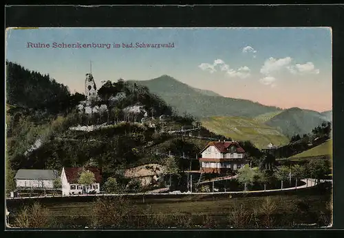 AK Schenkenzell im bad. Schwarzwald, Ruine Schenkenburg mit Ortsansicht